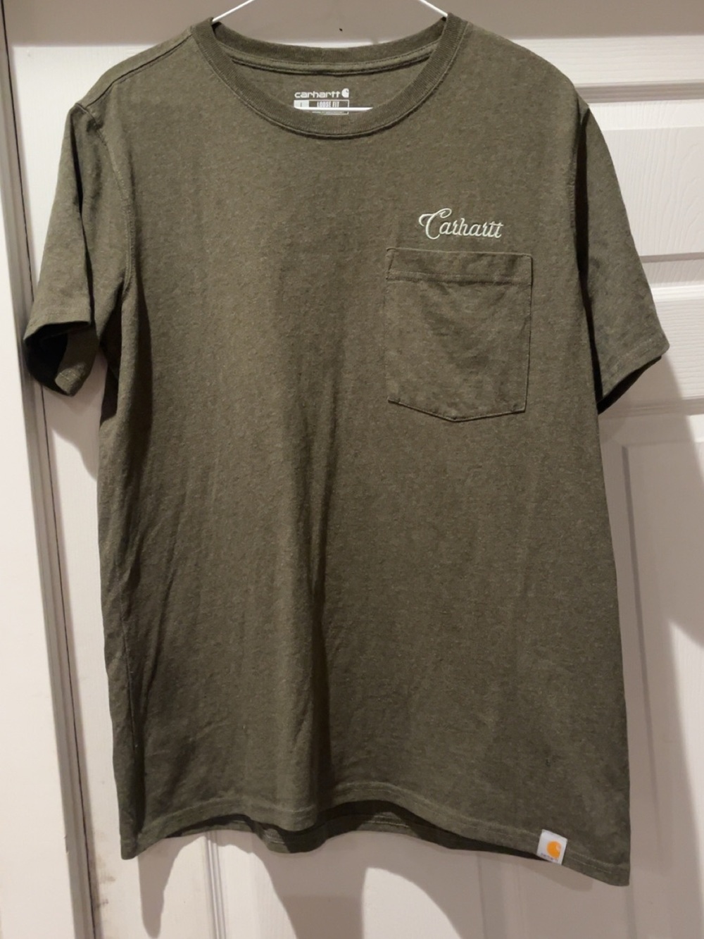 Carhartt Olive Green Short-Sleeve Pocket Tee Loose Fit